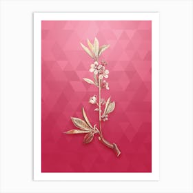 Vintage Pink Flower Botanical in Gold on Viva Magenta n.0417 Art Print