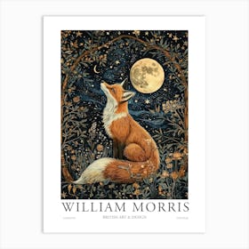 William Morris Night Fox Moon Print Morris Museum Poster Morris Exhibition Poster Painting Fox Art Print