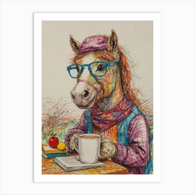 Horse With Glasses Art Print