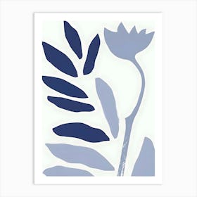 Blue And White Leaf Print Art Print