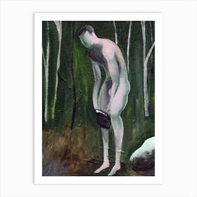 Forest Undresser - Male Nude Homoerotic Gay Art Man Adult Mature Explicit Painting Artwork Nature Art Print