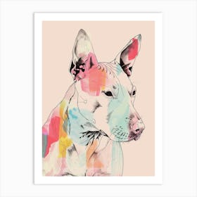 Pastel Bull Dog Terrier Line Illustration Art Print