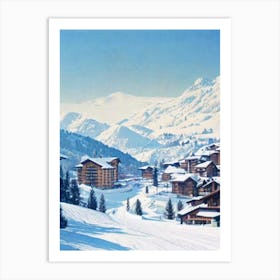 Megève, France Vintage Skiing Poster Art Print