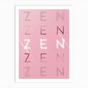 Motivational Words Zen Quintet in Pink Art Print