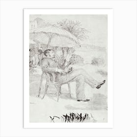On The Terrace Of A Hotel In Bordighera The Painter Jean Martin Reviews His Bill, Pierre Auguste Renoir Art Print
