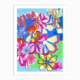 Trippy Abstract Flowers Art Print