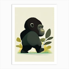 Baby Gorilla Walking, Gorillas Cute Kawaii Art Print