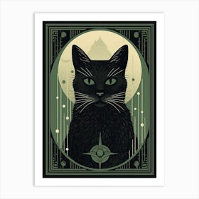 The Moon, Black Cat Tarot Card 3 Art Print