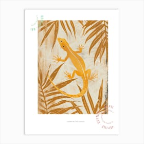 Lizard In The Leaves Block Print 2 Poster Art Print