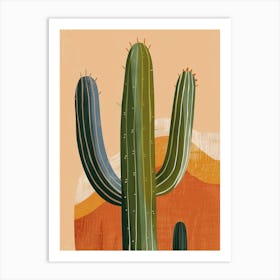 Saguaro Cactus Minimalist Abstract Illustration 4 Art Print