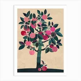 Apple Tree Colourful Illustration 3 1 Art Print