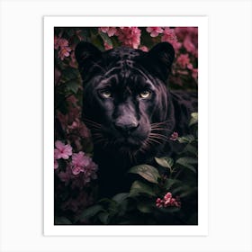 Floral Black Panther 1 Art Print