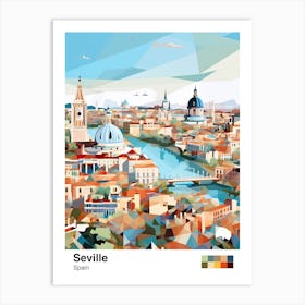 Seville, Spain, Geometric Illustration 1 Poster Art Print