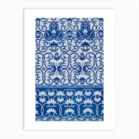 Blue And White Flora Chinese Porcelain Art On Print Art Print