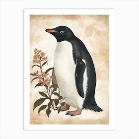 Adlie Penguin Deception Island Vintage Botanical Painting 2 Art Print