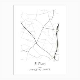 El Plan,Spain Minimalist Map Art Print