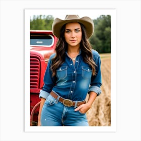 Cowgirl In Jeans 2 Art Print