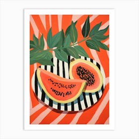 Papaya Fruit Summer Illustration 8 Art Print