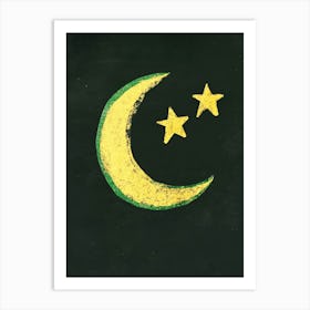 Moon And Stars Art Art Print