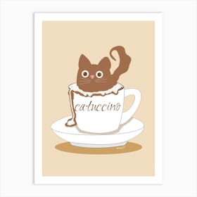 Cat In A Cup Cappuccino Art Print