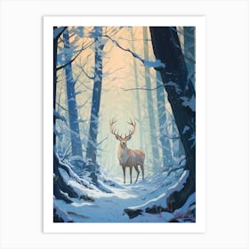 Winter Elk 2 Illustration Art Print