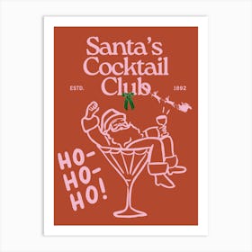 Santa’s Cocktail Club | Trendy Preppy Ho Ho Ho Christmas Art Print