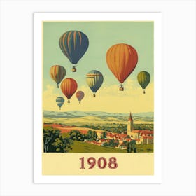 Aihrgdesign A Vintage Travel Poster Of A 1908 Hot Air Balloon D2ad81e6 8a1c 4aba 83d5 E019b5c935c4 1 Art Print