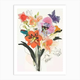 Amaryllis 2 Collage Flower Bouquet Art Print