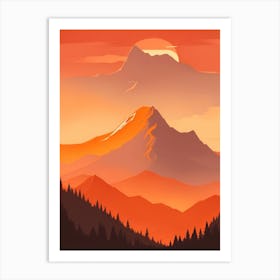 Misty Mountains Vertical Composition In Orange Tone 14 Art Print