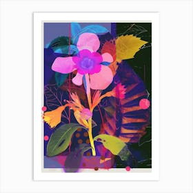 Phlox 2 Neon Flower Collage Art Print