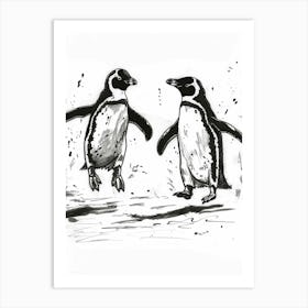 Emperor Penguin Chasing Each Other 1 Art Print