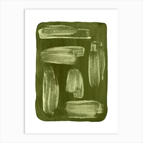 Green Brushstrokes Art Print