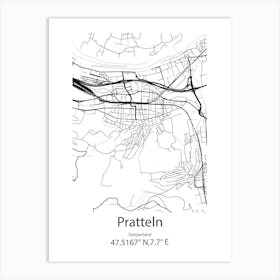 Pratteln,Switzerland Minimalist Map Art Print