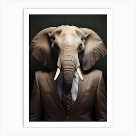 African Elephant Wearing A Suit 4 Art Print
