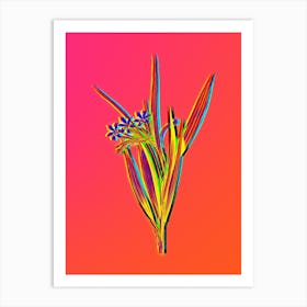 Neon White Baboon Root Botanical in Hot Pink and Electric Blue n.0098 Art Print