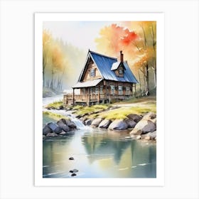 House By The Stream Art Print