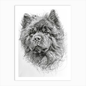 Chow Chow Dog Line Sketch 2 Art Print