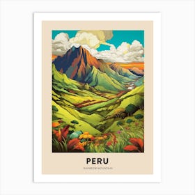 Rainbow Mountain Peru 1 Vintage Hiking Travel Poster Art Print