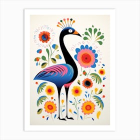 Scandinavian Bird Illustration Ostrich 3 Art Print