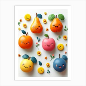 Kawaii Fruit Art Print