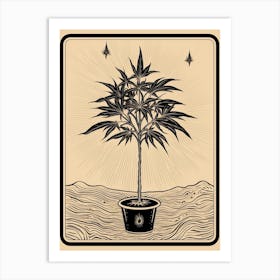 B&W Plant Illustration Dracaena 3 Art Print