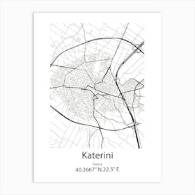 Katerini,Greece Minimalist Map Art Print