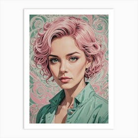 Pink Haired Girl Art Print