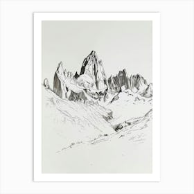 Cerro Fitz Roy Argentina Line Drawing 1 Art Print