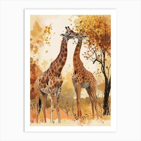 Two Giraffes Grooming One Another 2 Art Print