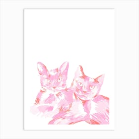 Pink handmade Cats Art Print