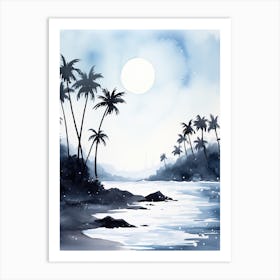 Watercolour Of Twai Anapanapa Black Sand Beach   Maui Hawaii Usa 0 Art Print