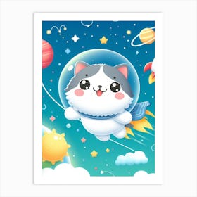 Cute Cat In Space Art Print