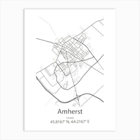 Amherst,Canada Minimalist Map Art Print