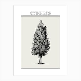 Cypress Tree Minimalistic Drawing 3 Poster Art Print